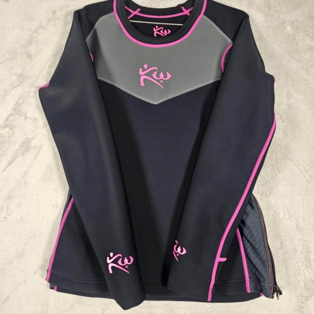 Kutting Weight Sauna Workout Shirt Women XL Neoprene Blend Mesh Panels Zip Hem - Picture 2 of 4